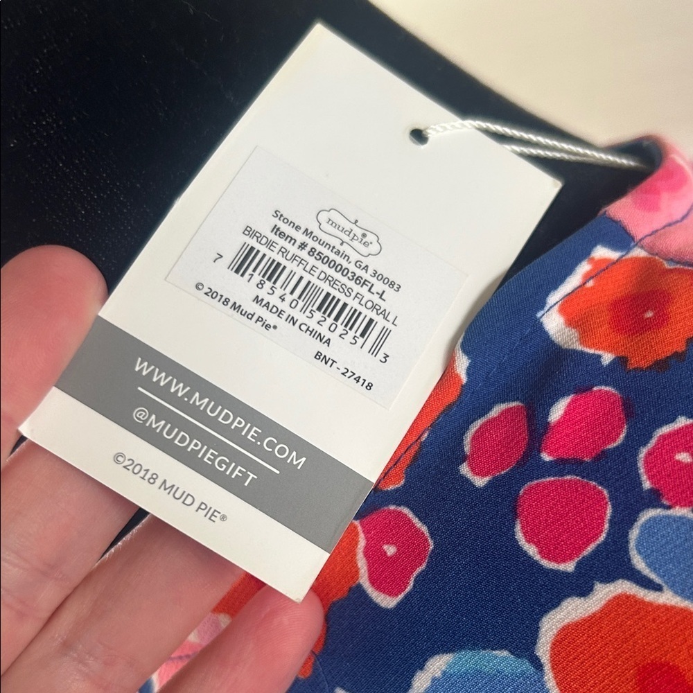 NWT Mud Pie Blue Floral Dress large   D - Picture 2 of 7
